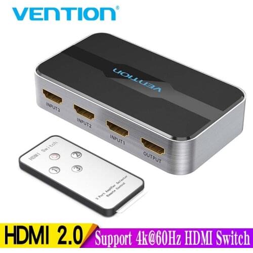 Vention 3 in 1 out HDMI Switch 4K 3D 2.0 HDMI Splitter for PS4 TV Xbox 3 in 1 out with Remote Control Switch HDMI 2.0 Adapter