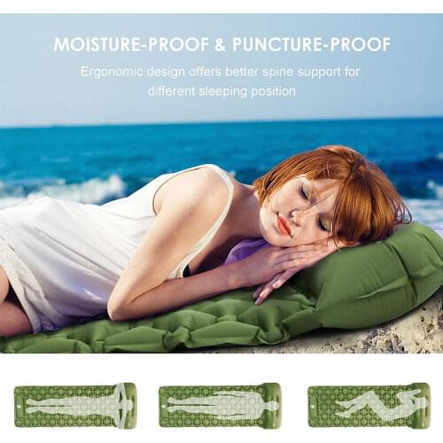 Camping Sleeping Pad Inflatable Moisture Air Mattress Ultralight Outdoor Mat Picnic Sleeping Mattress Camping Mat With Pillow