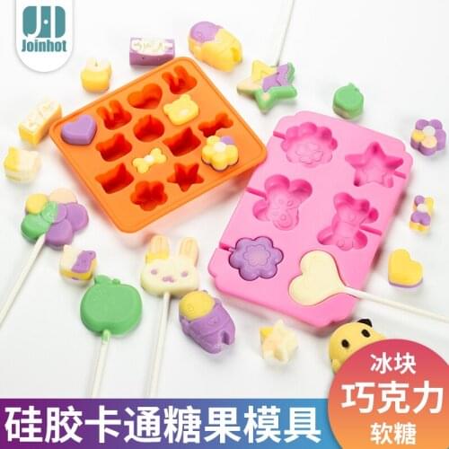 Kitchen baking tools Diy Mini Hand made Color silicone cartoon Chocolate Lollipop Fudge Mould Non-stick 3D cake Jelly Candy Mold