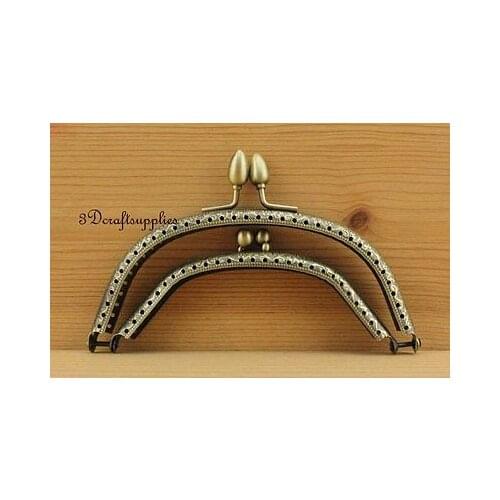 Metal frame sewing double bag purse frame clasp 14cm x 6cm polish anti brass D38