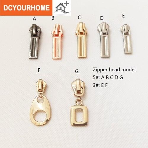 10pcs Fashion 5# 3# Sliders for zinc alloy Zippers Jackset Clothes Zip Repair Kit Zipper Head Pulls DIY Bag Sewing Accessories