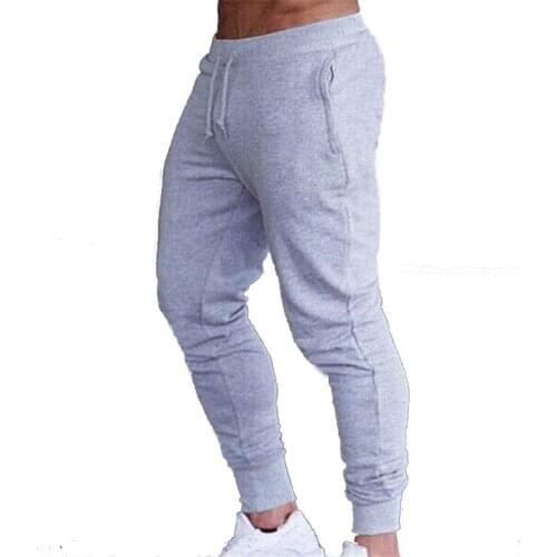 Fitness Muscle Gray Jogging Pants Solid Running Pants Men Sport Pencil Pants Men Cotton Soft Bodybuilding Joggers Gym Trousers
