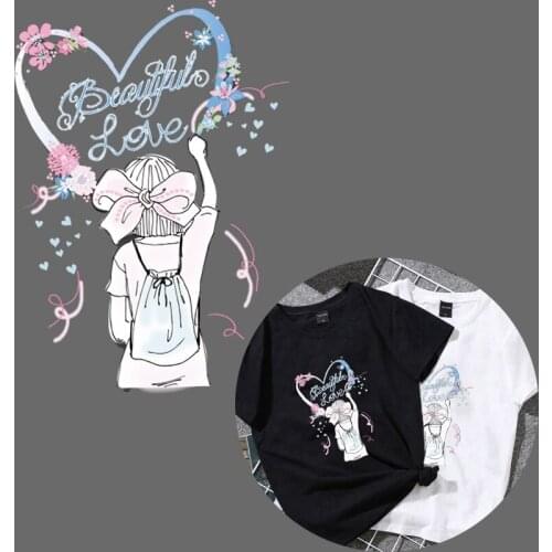 Patches For Clothes Girl DIY For Parent-Child Thermo Stickers T-Shirt Washable Heat Transfer Mom Baby Parches Iron On Transfer