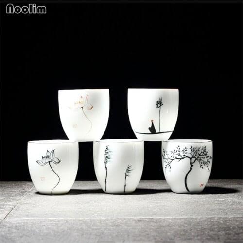 NOOLIM Ceramic Office Kung Fu Drinkware Jingdezhen Teacups Exquisite High Temperature Resistance Hand-Painted Puer Tea Cup