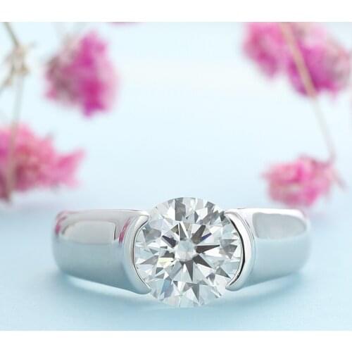 Veryins Sterling S925 2ct Moissanite Engagement Ring for Lovers Ring for Man and Women