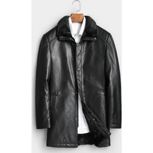 Real Fur Coat Men Sheepskin Genuine Leather Jacket Men Mink Fur Winter Coat Korean Mens Leahter Jacket Casaco 873 YY1038