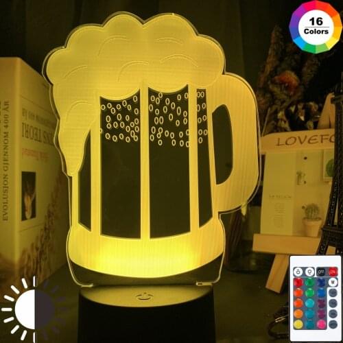 Beer Glass Night Light Led Touch Sensor Color Changing Nightlight for Bar Decor Sign Cool Gift for Friends Beer Mug 3d Lamp Usb