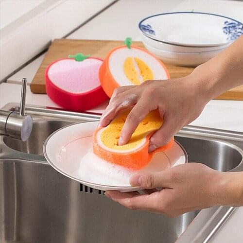 1pc Dish Towel Fruit Shape Thicken Microfiber Sponge Cloth Kitchen Cleaning Dish Strong Decontamination Towels