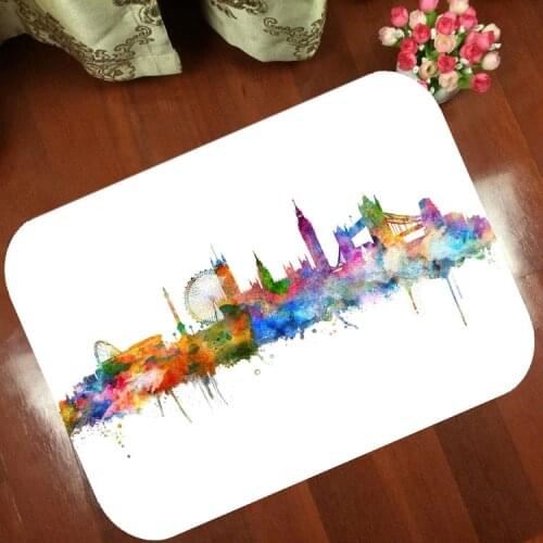 Mats Anti Slip Floor Mat Watercolor London Skyline cartoon Carpet Printed Pattern Carpet Rug for Bathroom Door Living Room