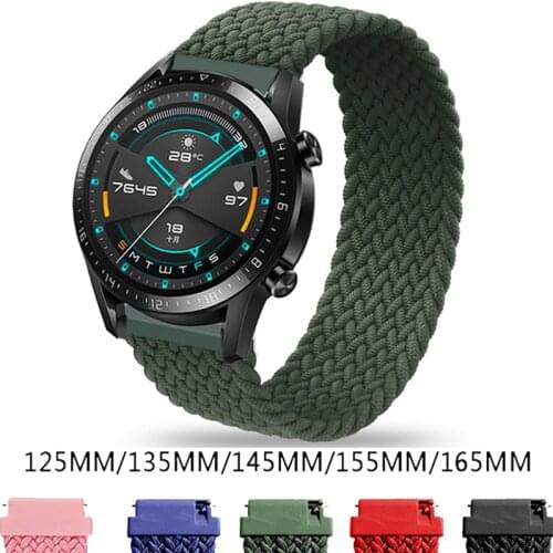 Fabric Braided Solo Loop Strap For Huawei Watch GT/GT2 46MM Honor Magic Smart Band Elastic 22MM Bracelet For TicWatch Pro Correa