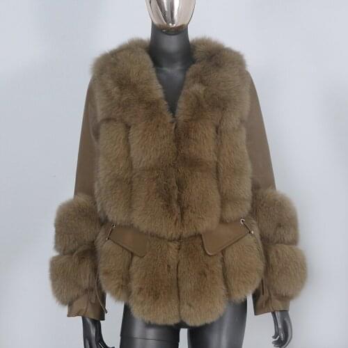 2021 Fashion New Real Fur Coat Winter Jacket Women Natural Fox Fur Genuine Sheepskin Leather Outerwear Detachable Streetwear