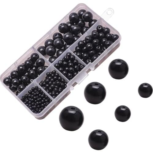 445Pcs/Set 8mm Glass Black Beads For Crsytal Jewelry Making Women Diy Accessories Loose Round Spacer Quartz Beaded Wholesale