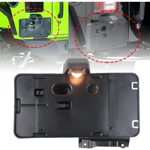 Car Rear License Number Plate Holder with Light Licence Tag Auto Frame Bracket for Jeep Wrangler JK 2007-2017 Unlimited
