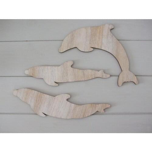 Three Reversible Vintage Wooden Dolphin Sets For Wall Art, Gifts, Home Decoration-Including Wall Mount Kit