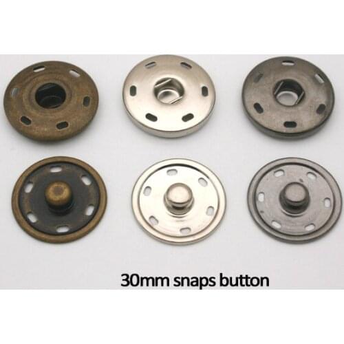 20sets Metal snap buttons 30mm big large metal brass sew on press button snap button fastener press stud buttons SF-023