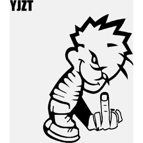 YJZT 11.2CM*16CM Middle Finger Bad Boy Vinyl Car Sticker Decal Black/Silver C3-1980