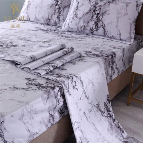 YuXiu Texture Flat Sheet Sets Fitted Sheets Cover Pillowcases Linen Bed Covers Black Gray Purple Twin Full Queen King Sizes