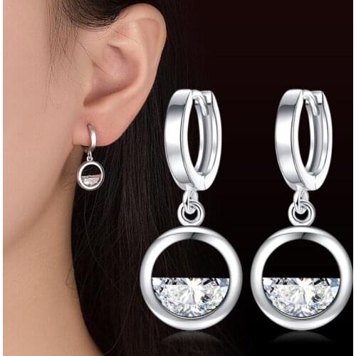 Luxury Zircon Geometric Drop Earrings for Women Girls 2020 New Bijoux Semicircle Dangle Earring Party Jewelry Gifts Trendy Chic