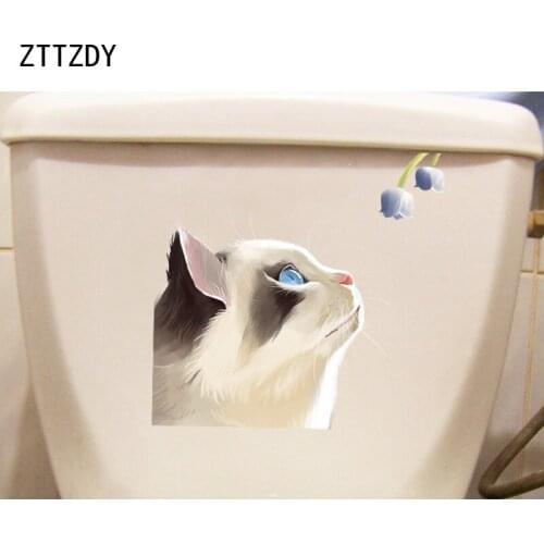 ZTTZDY 18.2*17.4CM Funny Cat Toilet Sticker Wall Decal Living Bedroom Decoration T3-0003