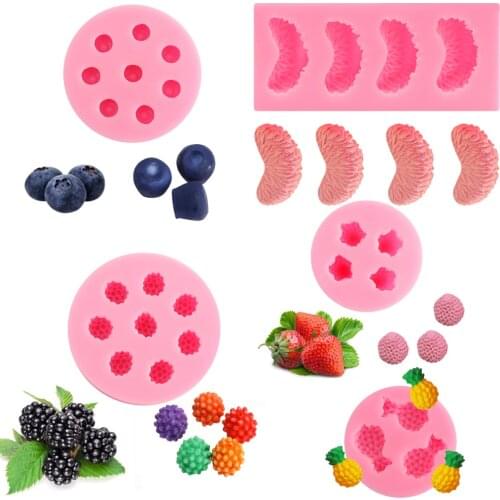 1PC Fruit Rose Leaf Silicone Mold Strawberry Resin Mold Fondant Molds DIY Cake Decorating Tools Chocolate Gumpaste Mould