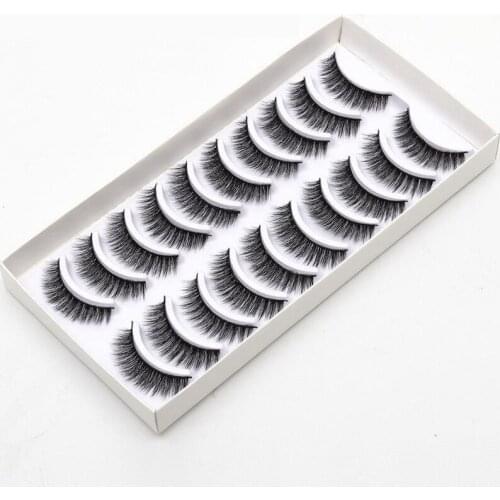 10 Pairs 3D Soft Faux Mink Hair False Eyelashes Natural Messy Eyelashes Crisscross Wispy Fluffy Eyelashes Extension Eye Makeup