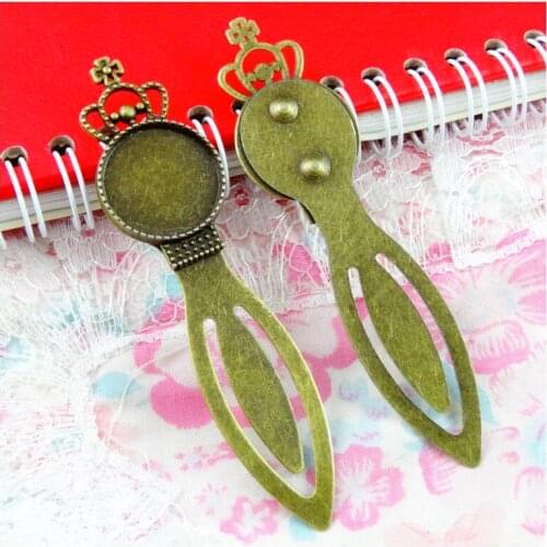 10pcs 20MM Inner Size Antique Bronze Plated Crown Bookmark Cabochon Base Cameo Setting DIY Handmade Jewelry Findings