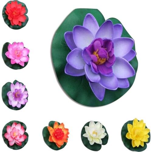 10cm Red Yellow Blue Pink Light Pink Pool Simulation Lotus Artificial Floating Water Lily EVA Lotus Flower Pond Decor