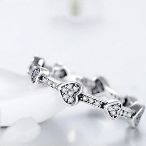 100% 925 Sterling Silver Pan Ring Innovative Heart To Heart Heart Ring For Women Wedding Party Gift Fashion Jewelry