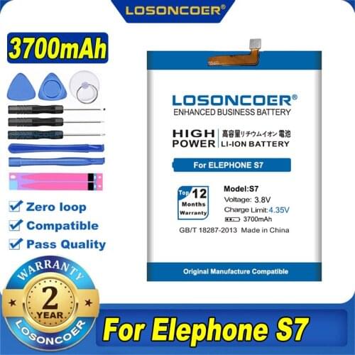 100% Original LOSONCOER NEW 3700mAh S7 Battery For Elephone S7 Mobile Phone Battery