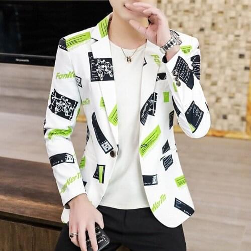 2022 Mens Printed blazer Youth Slim Fit Casual Handsome blazer