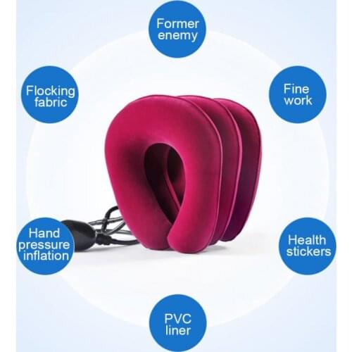 3 Layers Inflatable Neck Traction Collar Soft Cervical Stretching Device Air Cervical Pillow for Neck&Shoulder Pain Relief Brace