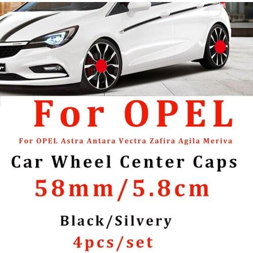 4pcs/set 58mm 5.8cm for Astra Antara Vectra Zafira Agila Meriva Car Wheel Center Hub Caps Car Emblem Badge Car Styling