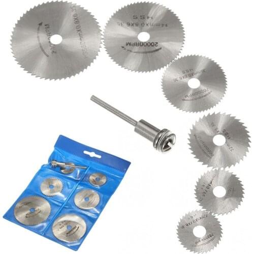 6pcs/set HSS High Speed Steel Circular Saw Blade Plastic Wood Cutting Disc Wheel Set for Rotary Tool