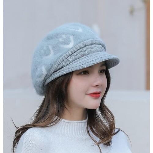 Womens Rabbit Fur Caps Fashion High-End Knitted Wool Baseball Caps Keep Warm In Autumn And Winter, All-Match 2021 New Hot Sale