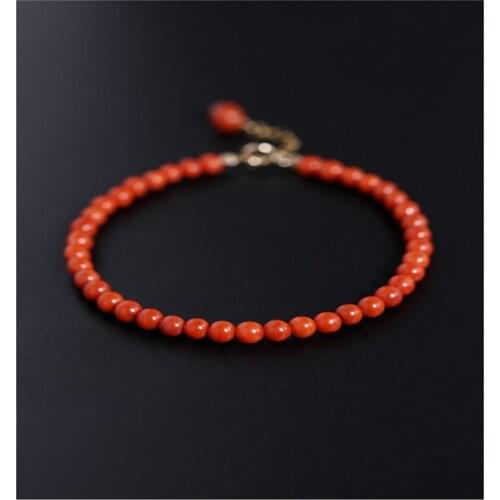 DMBS242 Liangshan Persimmon Red South Red Agate Bracelet Female Gemstones Genuine Yellow 18K Gold Jade Bracelet Gift