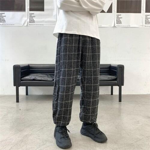 New Men Women Plaid Casual Pants Oversized Fashion Trousers Male Korean Streetwear Hip-Hop 2021 Black Jogger Sweatpants 5XL