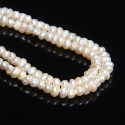 4-5mm Irregular Natural rice flat round pearls beads real white Cultured freshwater pearls for jewelry making wholesale pearls