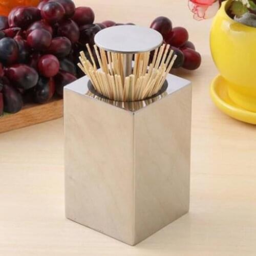 Stainless Steel Toothpick Holder Automatically Pop Up Rustproof Durable Portable Toothpick Can Storage Box Holder Table Decor