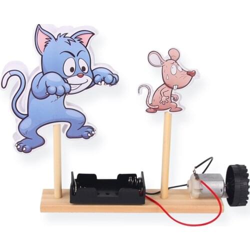 Kids Technology Science Experiment Cat Chasing Mouse DIY Assembled Model Kits Classic Educational Assemble Toys