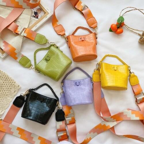 Childrens Mini Wallet Bucket Bag 2021 Cute Leather Crossbody Bags for Kids Girls Small Coin Pouch Baby Purse