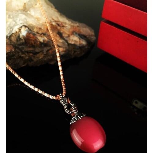 Dr Stone Natural Stone Women 'S Rose Gold Plated Cat 'S Eye Stone Necklace KR 372867677