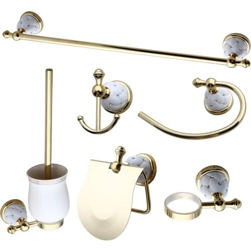 Bathroom Hardware golden parts Towel rack/Cup holder/Toilet brush/Clothes hook/Paper towel holder/towel ring