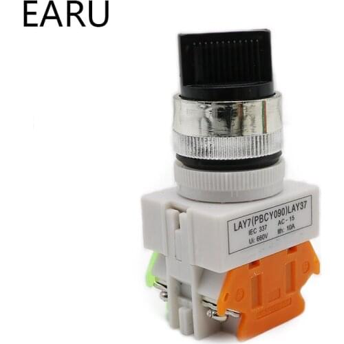 LAY7 Selector Rotary Switch Knob Button 22mm 4 Screw Terminals 2 Way Small Size 2 Position ON/OFF LAY37 Y090 Push Button Switch