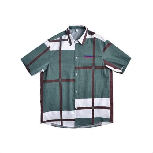 2021 summer shirt mens short-sleeved retro Honghong Port Hong Kong wind brand wind 74