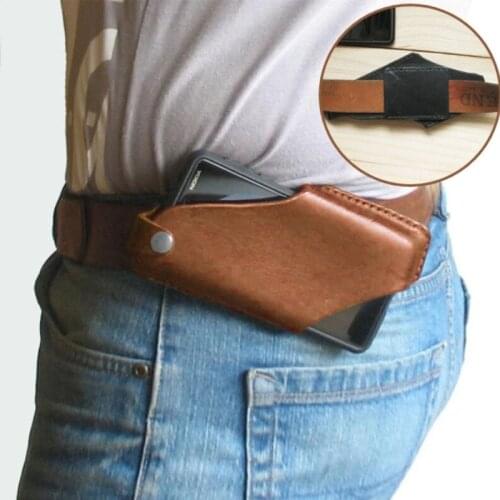 Men Phone Carrier Belt Hip Pouch Hanging Waist Bag Holster Wallet PU Leather Carrying Case Mini Travel Messager Pack M68C