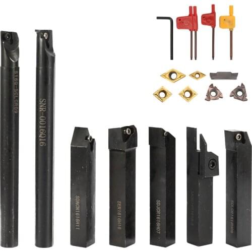 7PCS Shank Lathe Turning Tool Kits Lathe Cutter Boring Bar With Carbide Insert Wrench DIY Set Metal Steel