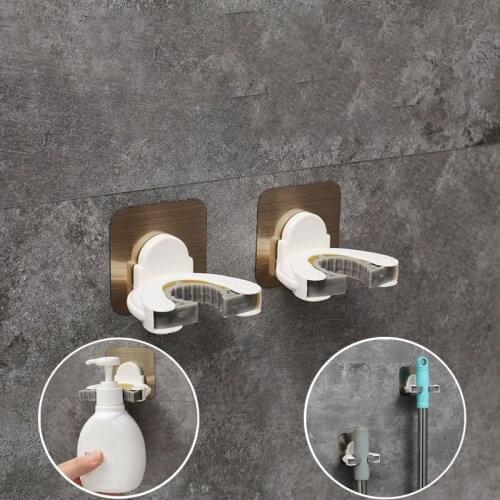1Pcs Bathroom Shampoo Holder Wall Mounted Shower Bottle Hanger Storage Rack Liquid Soap Shower Gel Organizer Gadget Mop clip