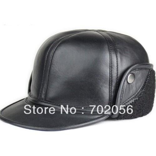 Thick warmer winter real sheepskin Leather Newsboy Hats casual HAT CAP 7pcs/lot #3102