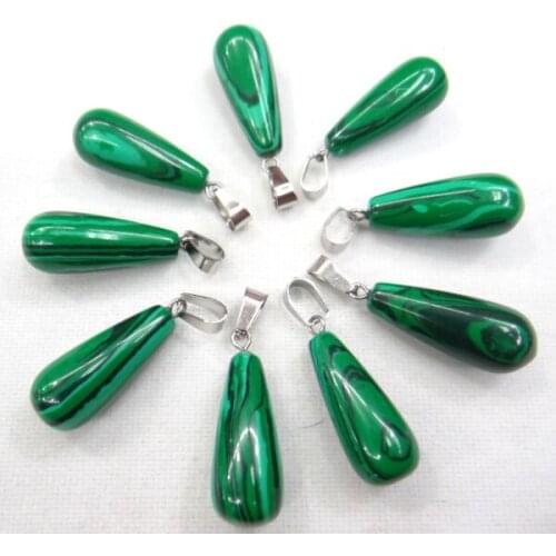 12PCS Natural epidote Stone teardrop Shape turquoises Rose Crysta agates pendant Charms for Jewelry Making Necklaces pendant