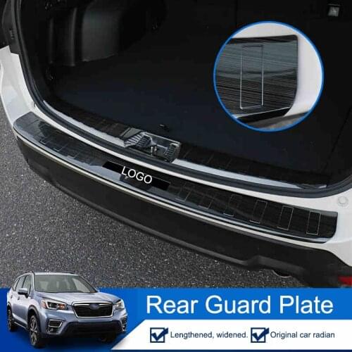 QHCP Car Trunk Plate Sticker Rear Bumper Protection Pedal Tailgate Door Sill Strip Stainless Steel For Subaru Forester 2019 2020